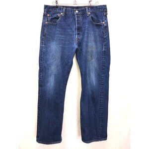 Levi's 501 Jeans Button Fly Dark Wash Classic Denim Men 36x29 fit as 35x28 #e